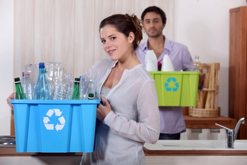 Crew sorting commercial recyclables at a depot